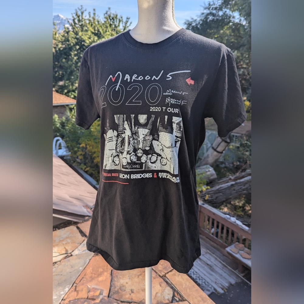 American Apparel Unisex Maroon 5 2020 World Tour Rock Band T-Shirt M